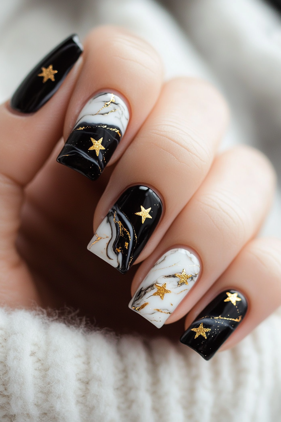 17. Cosmic Marble (Nail Design Ideas With Stars) - Nail Design Ideas With Stars