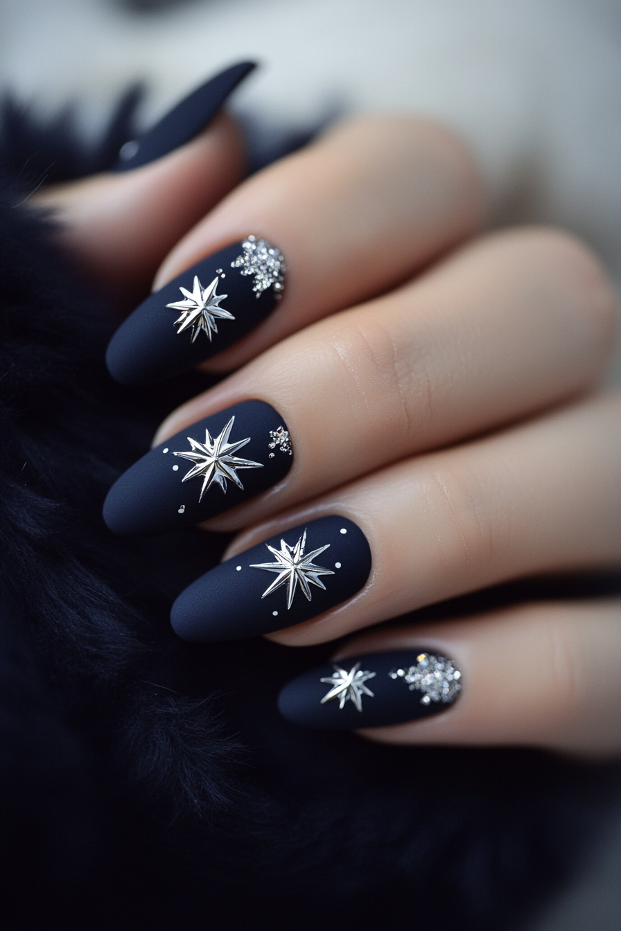 19. Velvet Night (Nail Design Ideas With Stars) - Nail Design Ideas With Stars