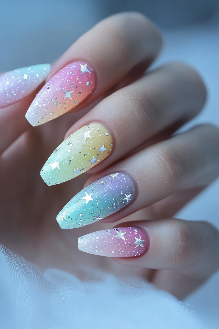 22. Pastel Star Fantasy (Nail Design Ideas With Stars) - Nail Design Ideas With Stars