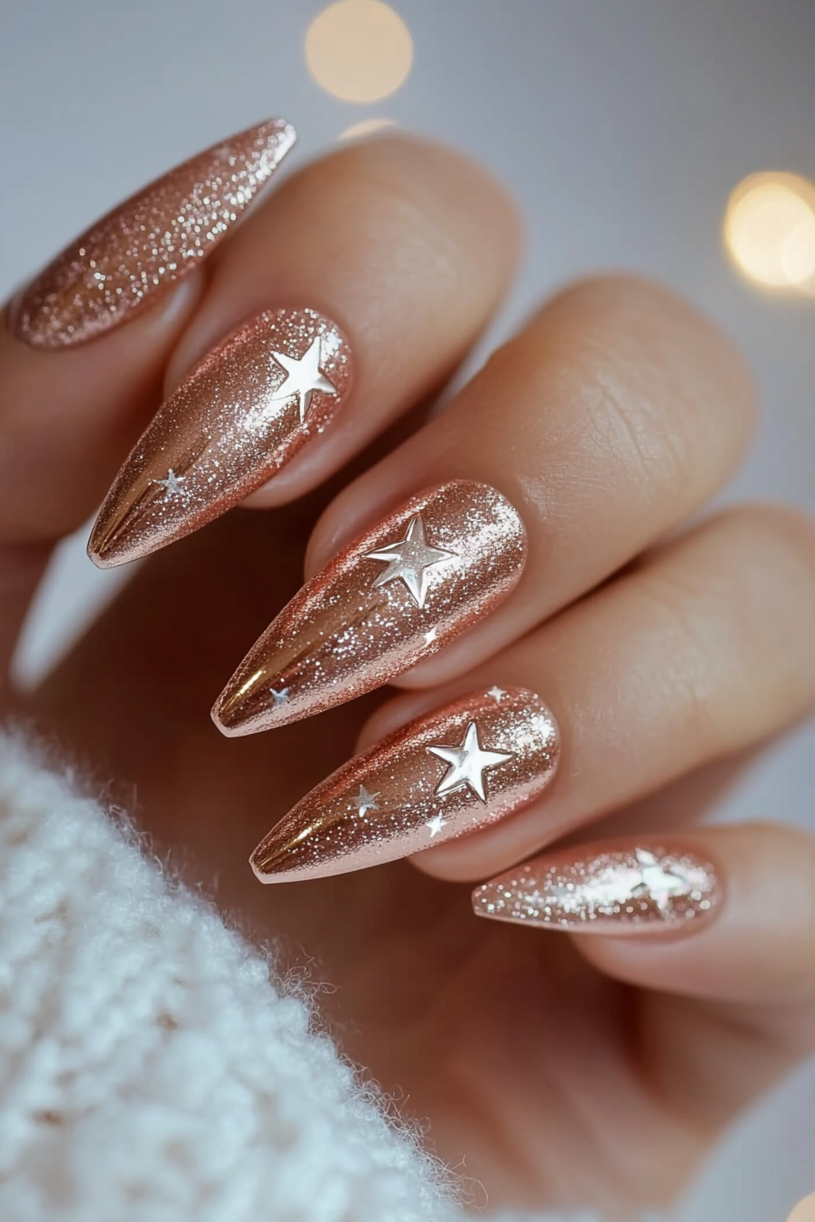 23. Celestial Chrome (Nail Design Ideas With Stars) - Nail Design Ideas With Stars