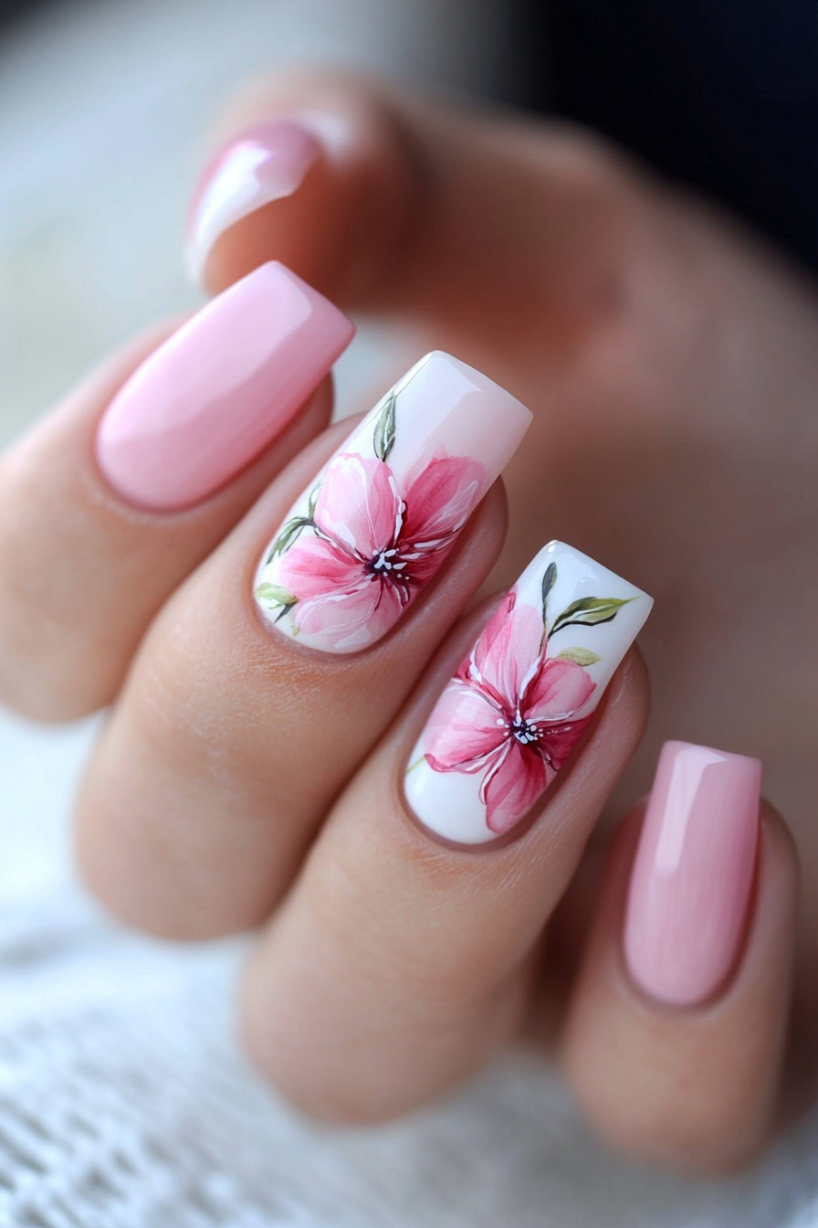 7. Blooming Petal Ombre (Pink Flower Nail Design Ideas) - Pink Flower Nail Design Ideas