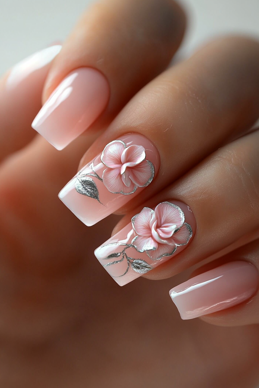 17. Baby Pink Camellia (Pink Flower Nail Design Ideas) - Pink Flower Nail Design Ideas