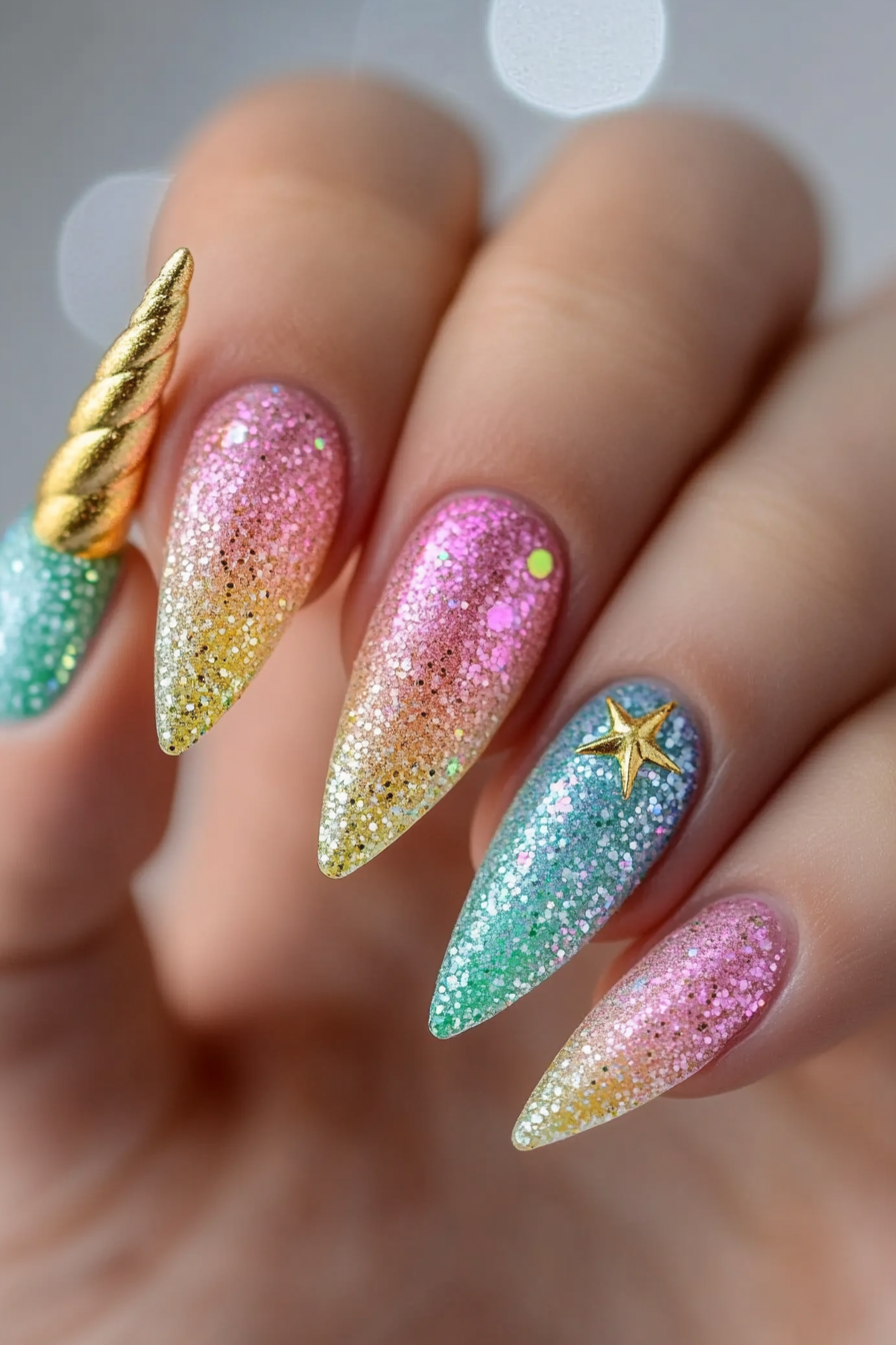 9. Rainbow Prism Magic (Unicorn Nail Design Ideas) - Unicorn Nail Design Ideas
