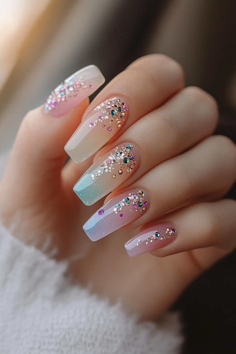 14. Glass Unicorn Elegance (Unicorn Nail Design Ideas) - Unicorn Nail Design Ideas