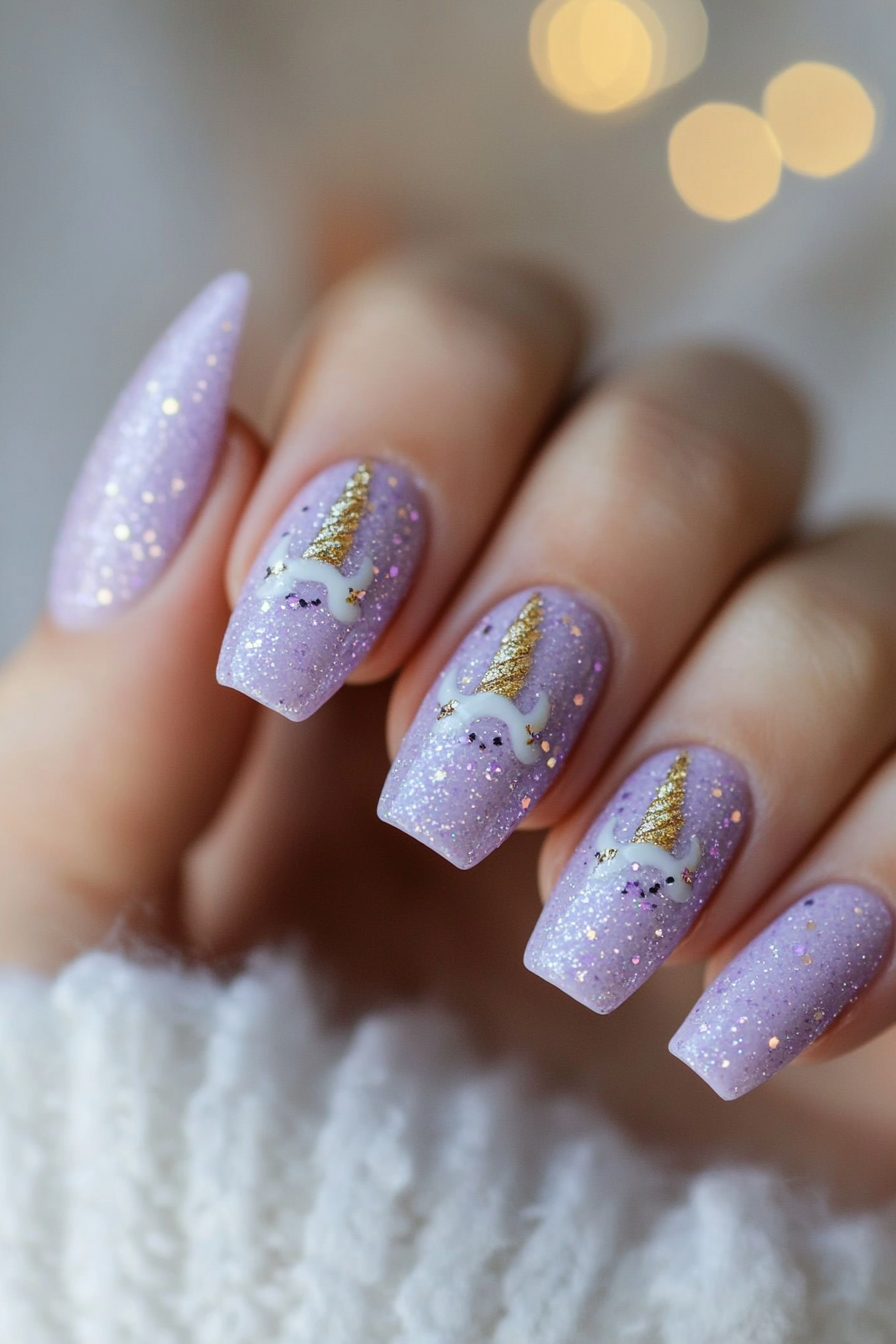 16. Velvet Lilac Spark (Unicorn Nail Design Ideas) - Unicorn Nail Design Ideas