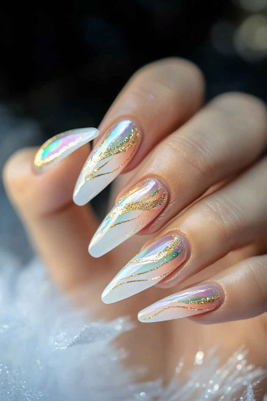 18. Golden Unicorn Trails (Unicorn Nail Design Ideas) - Unicorn Nail Design Ideas