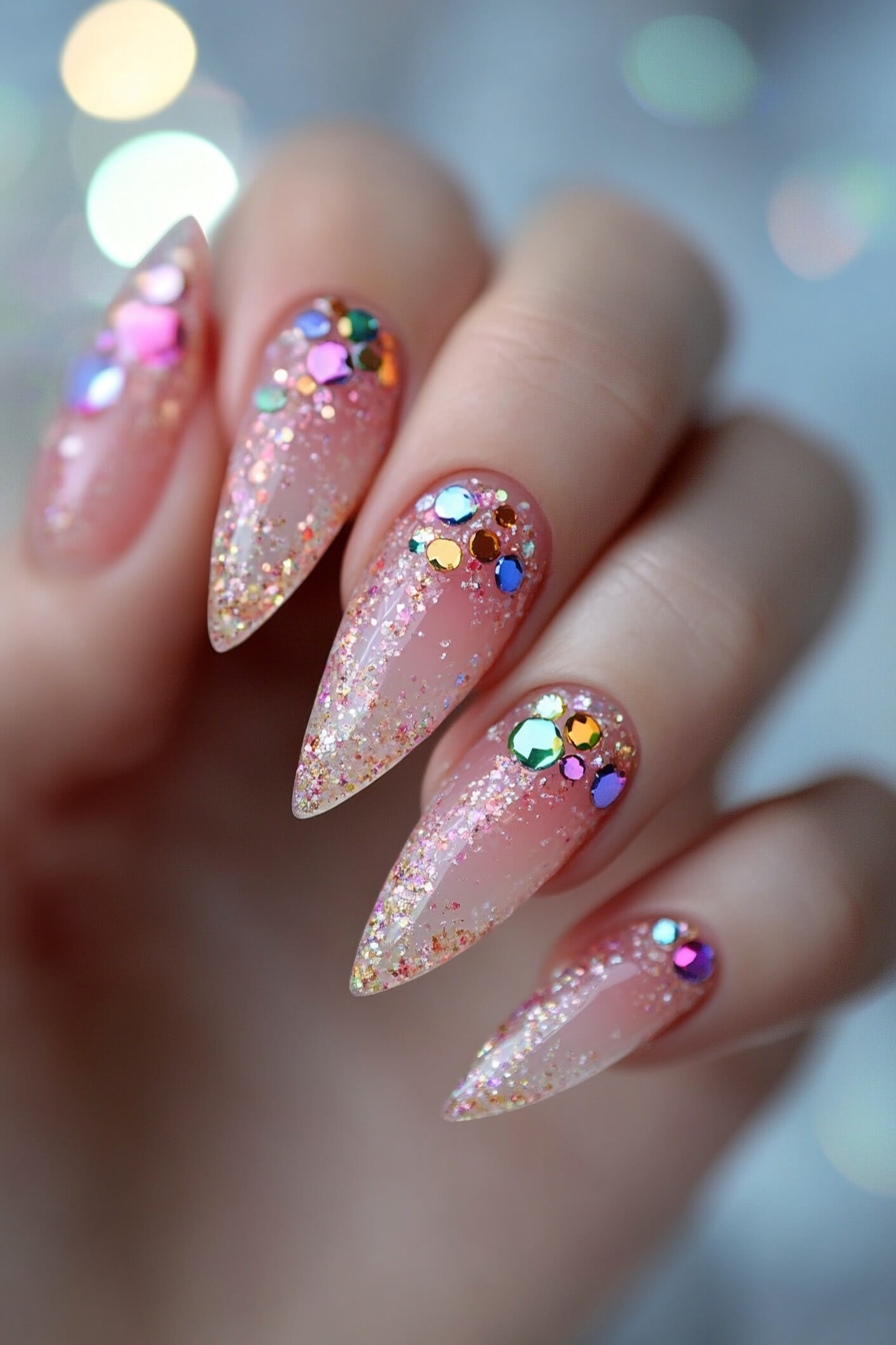 20. Candy Crystal Glaze (Unicorn Nail Design Ideas) - Unicorn Nail Design Ideas