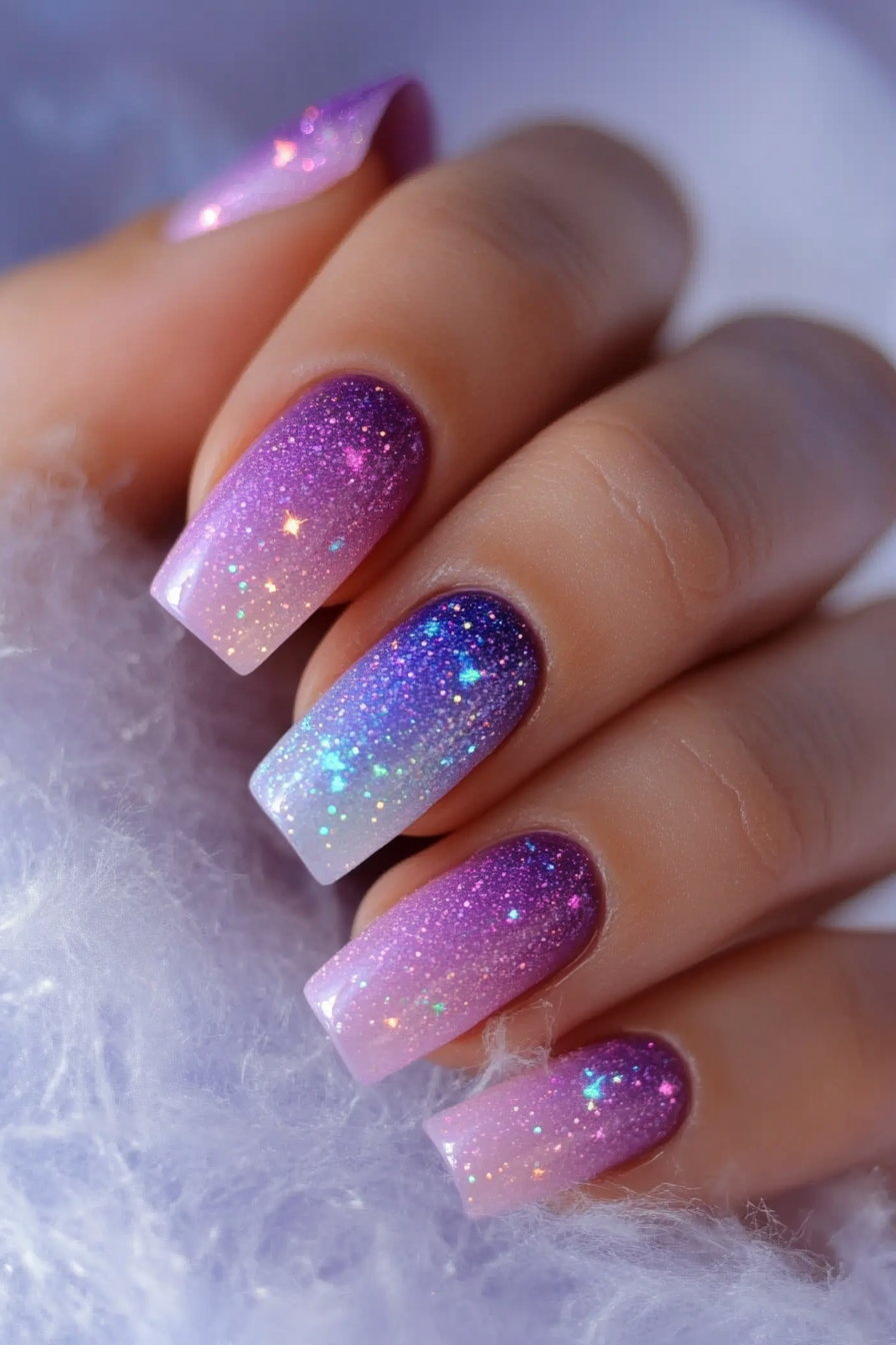 21. Lavender Stardust Delight (Unicorn Nail Design Ideas) - Unicorn Nail Design Ideas