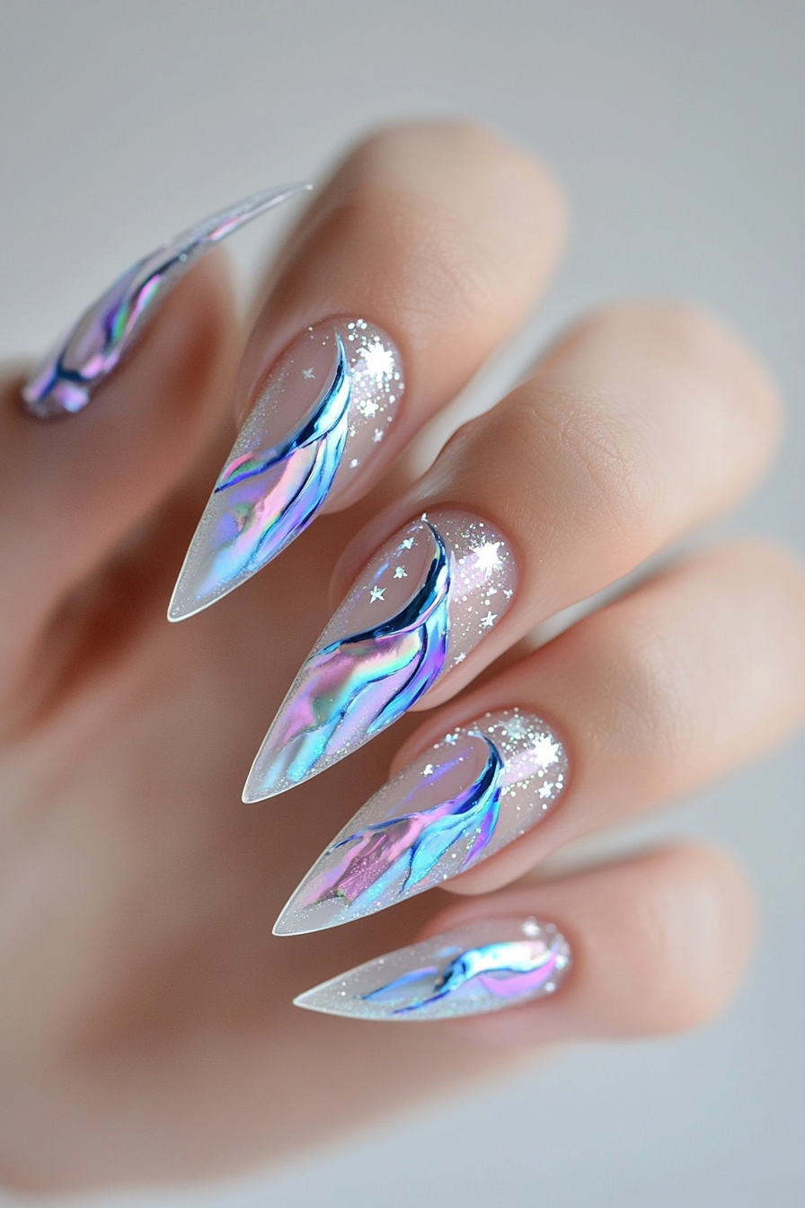 26. Starlit Unicorn Waves (Unicorn Nail Design Ideas) - Unicorn Nail Design Ideas