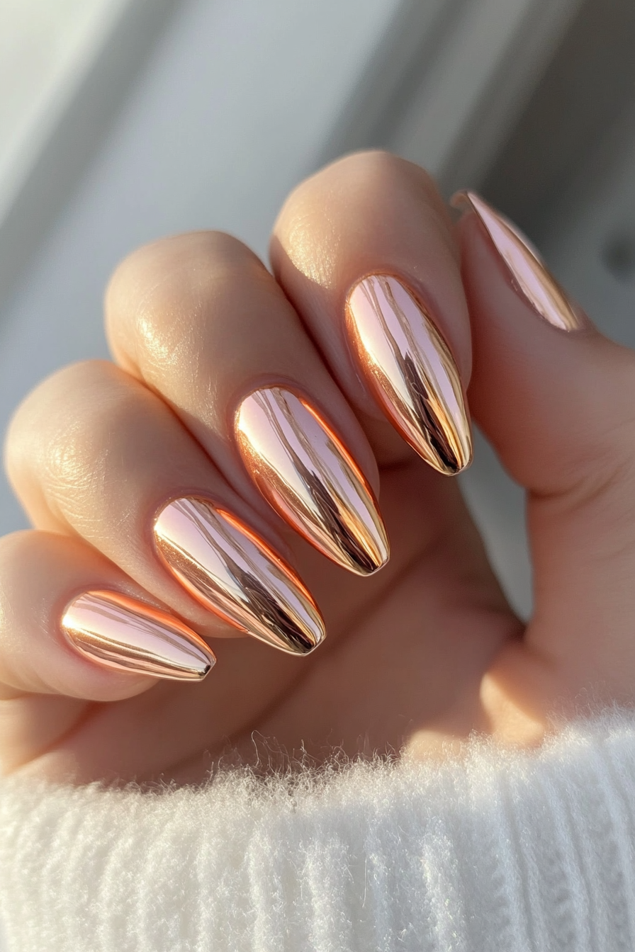 5. Sunset Glow Gradient (Ombre Chrome Nail Design Ideas) - Ombre Chrome Nail Design Ideas