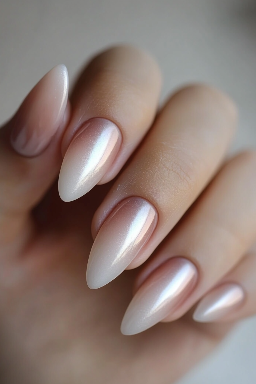 9. Pearl Blush Elegance (Ombre Chrome Nail Design Ideas) - Ombre Chrome Nail Design Ideas