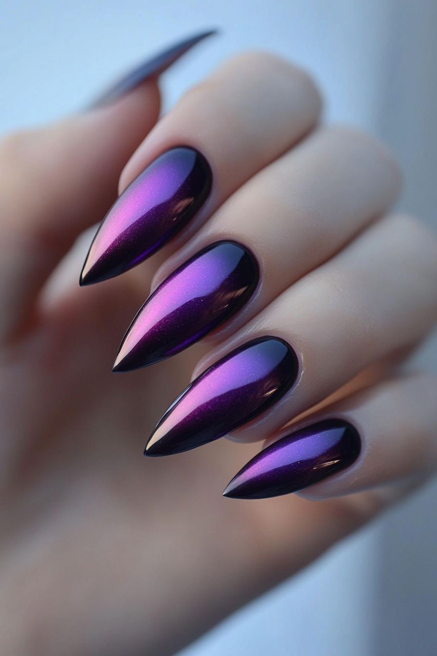 10. Galaxy Plum Shift (Ombre Chrome Nail Design Ideas) - Ombre Chrome Nail Design Ideas