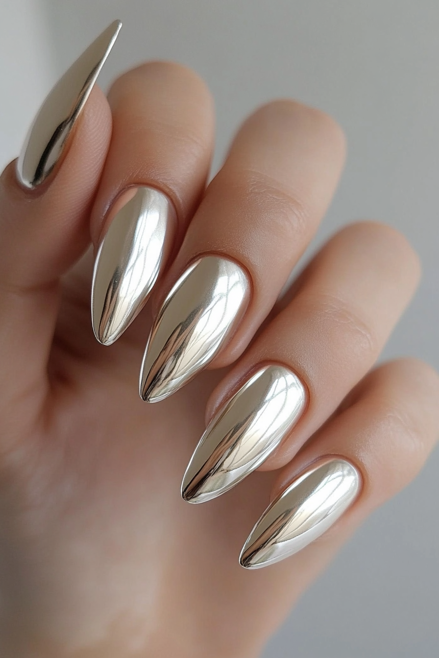 13. Champagne Frost Gradient (Ombre Chrome Nail Design Ideas) - Ombre Chrome Nail Design Ideas