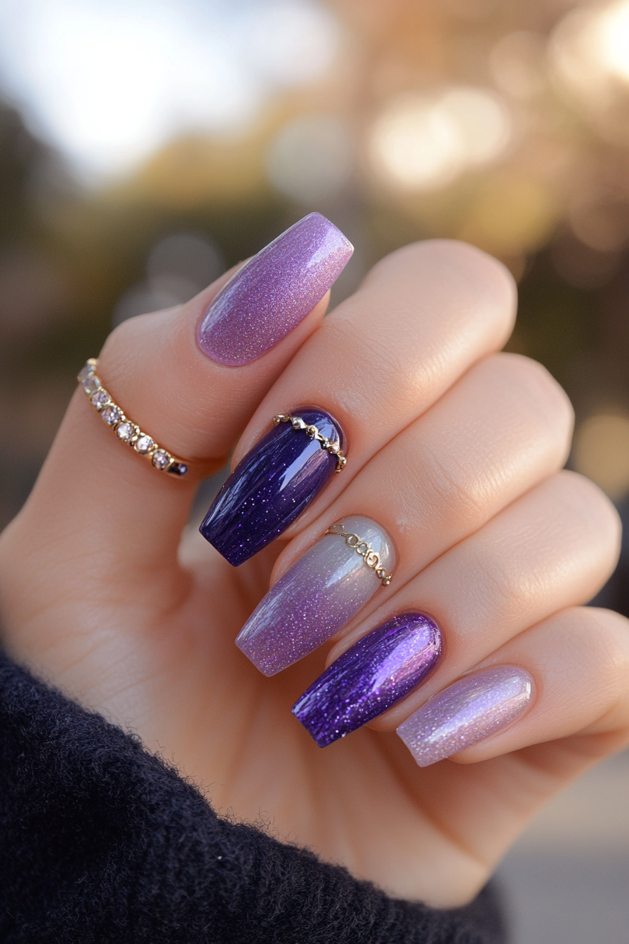 15. Amethyst Glimmer Blend (Ombre Chrome Nail Design Ideas) - Ombre Chrome Nail Design Ideas