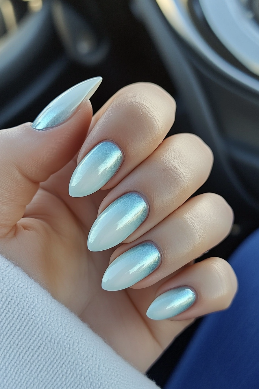 23. Mint Frost Transition (Ombre Chrome Nail Design Ideas) - Ombre Chrome Nail Design Ideas