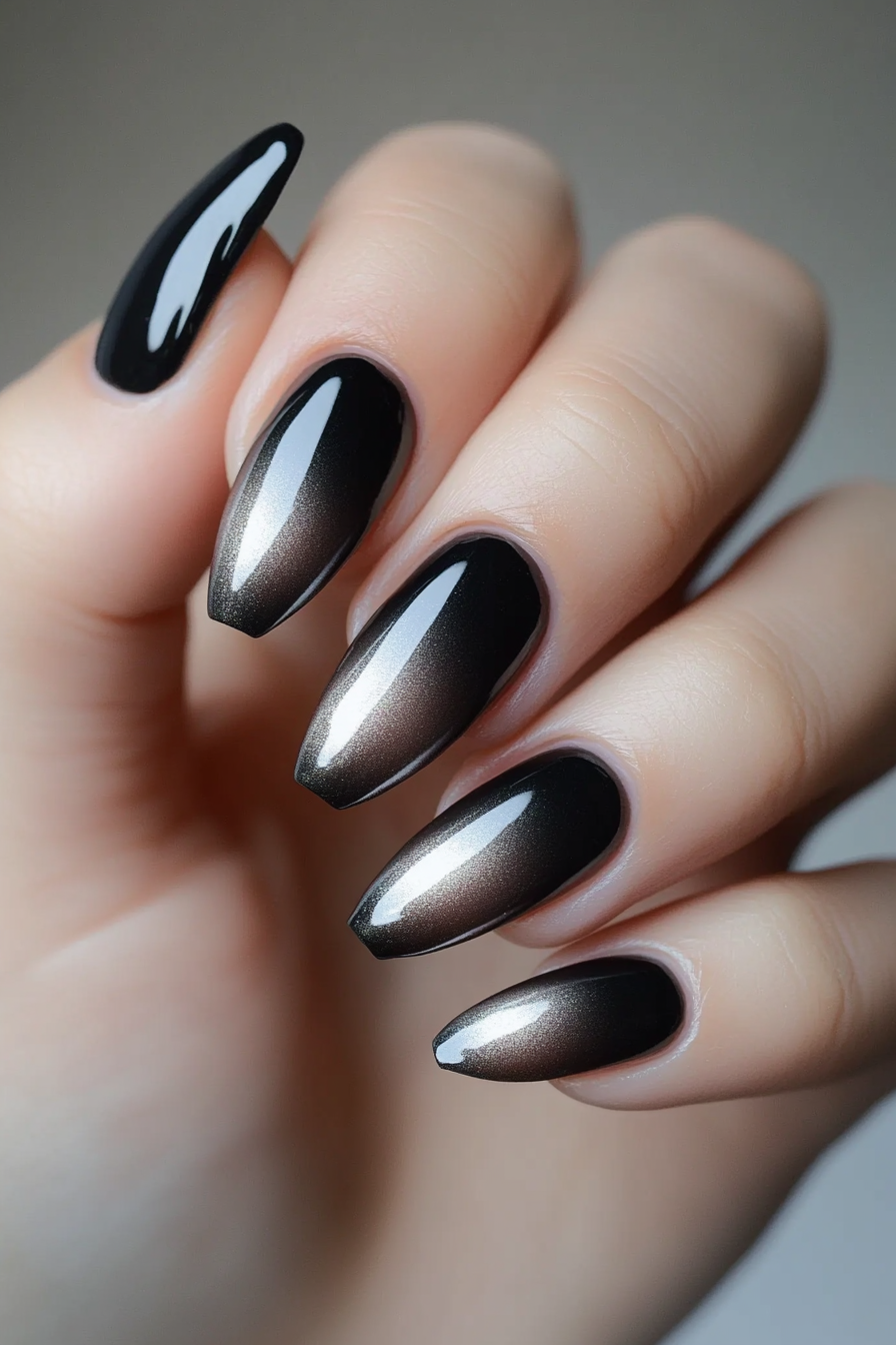 24. Charcoal Ash Metallic (Ombre Chrome Nail Design Ideas) - Ombre Chrome Nail Design Ideas