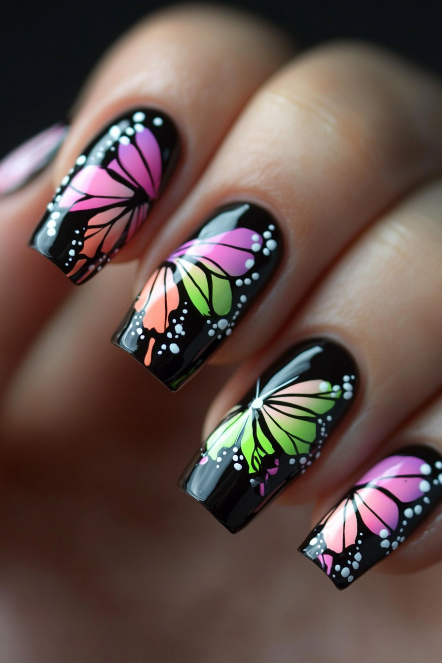 7. Bold Butterfly Accent (Butterfly Nail Design Ideas) - Butterfly Nail Design Ideas
