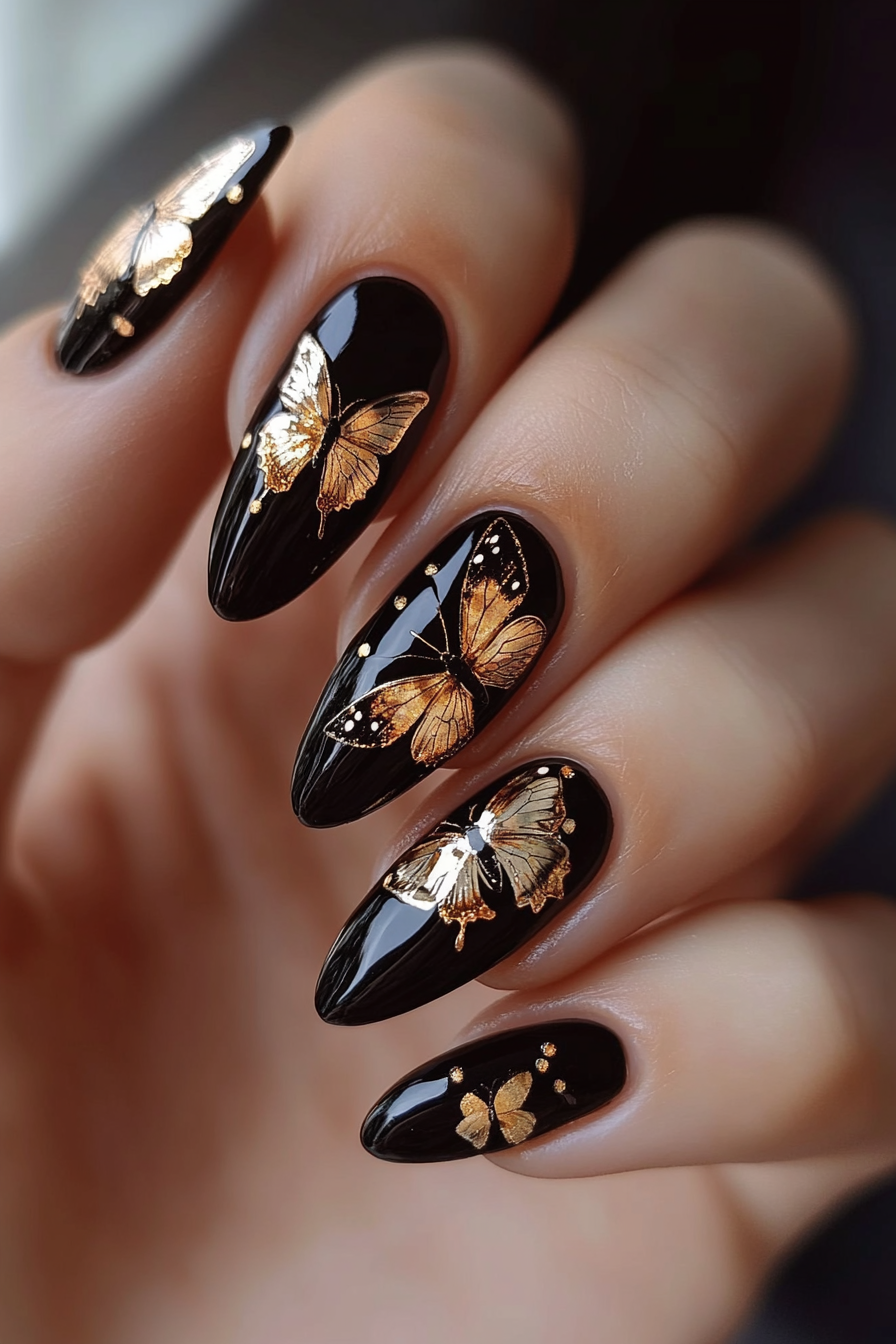 14. Metallic Butterfly Fantasy (Butterfly Nail Design Ideas) - Butterfly Nail Design Ideas